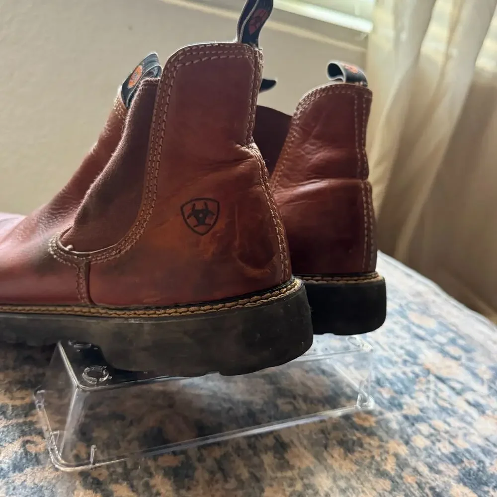 Ariat Men's Spot Hog Pull On Brown Chelsea Ankle Boots Brown Leather Size 13D